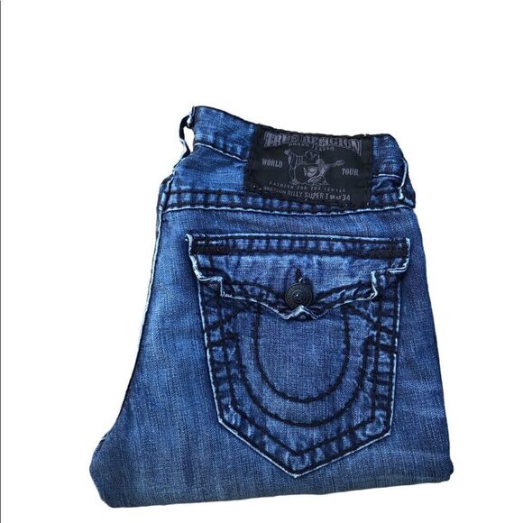 Vintage True Religion Jeans Size 32 BILLY SUPER T Blue - Picture 3 of 9